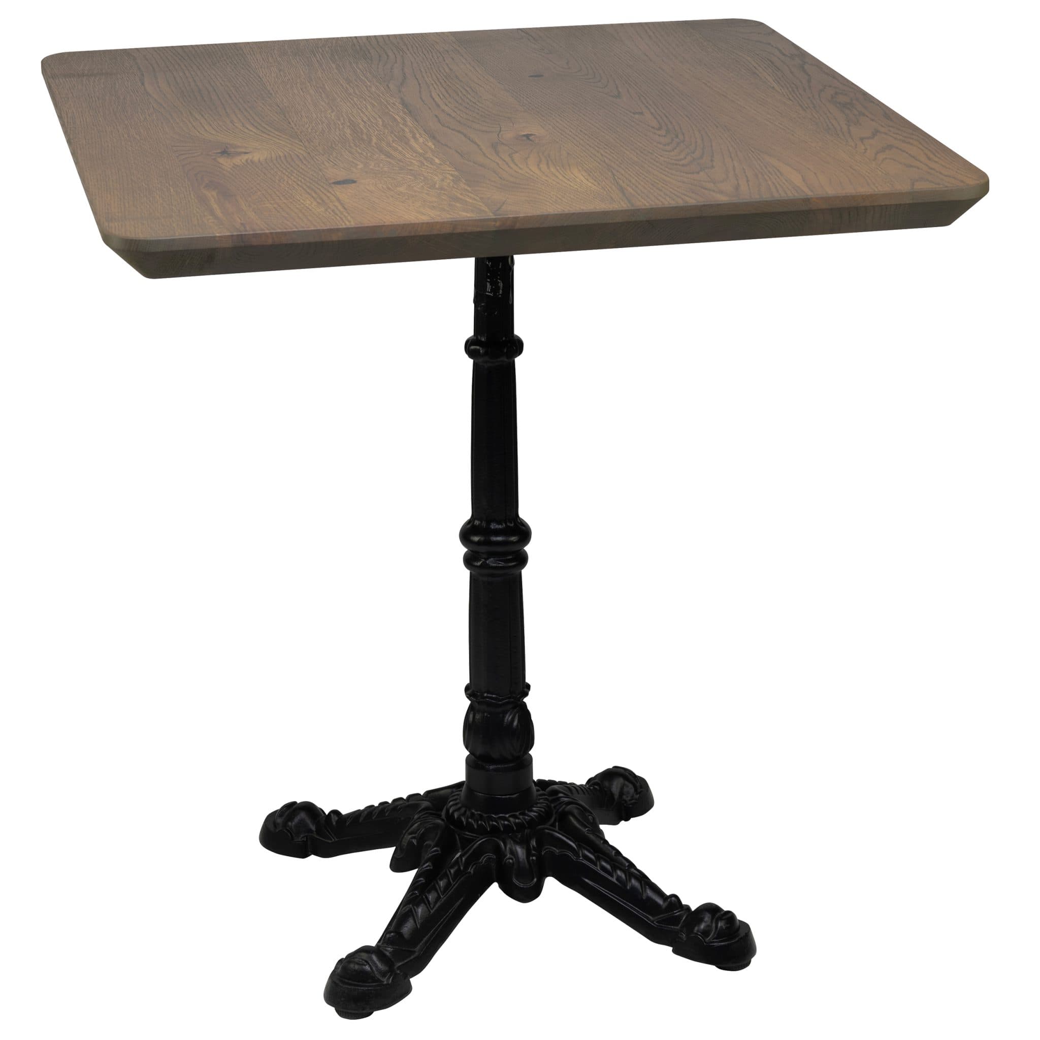 Tischset - London 4 Gestell + Massive Eiche Tischplatte Facet - Abgerundet - Savanna