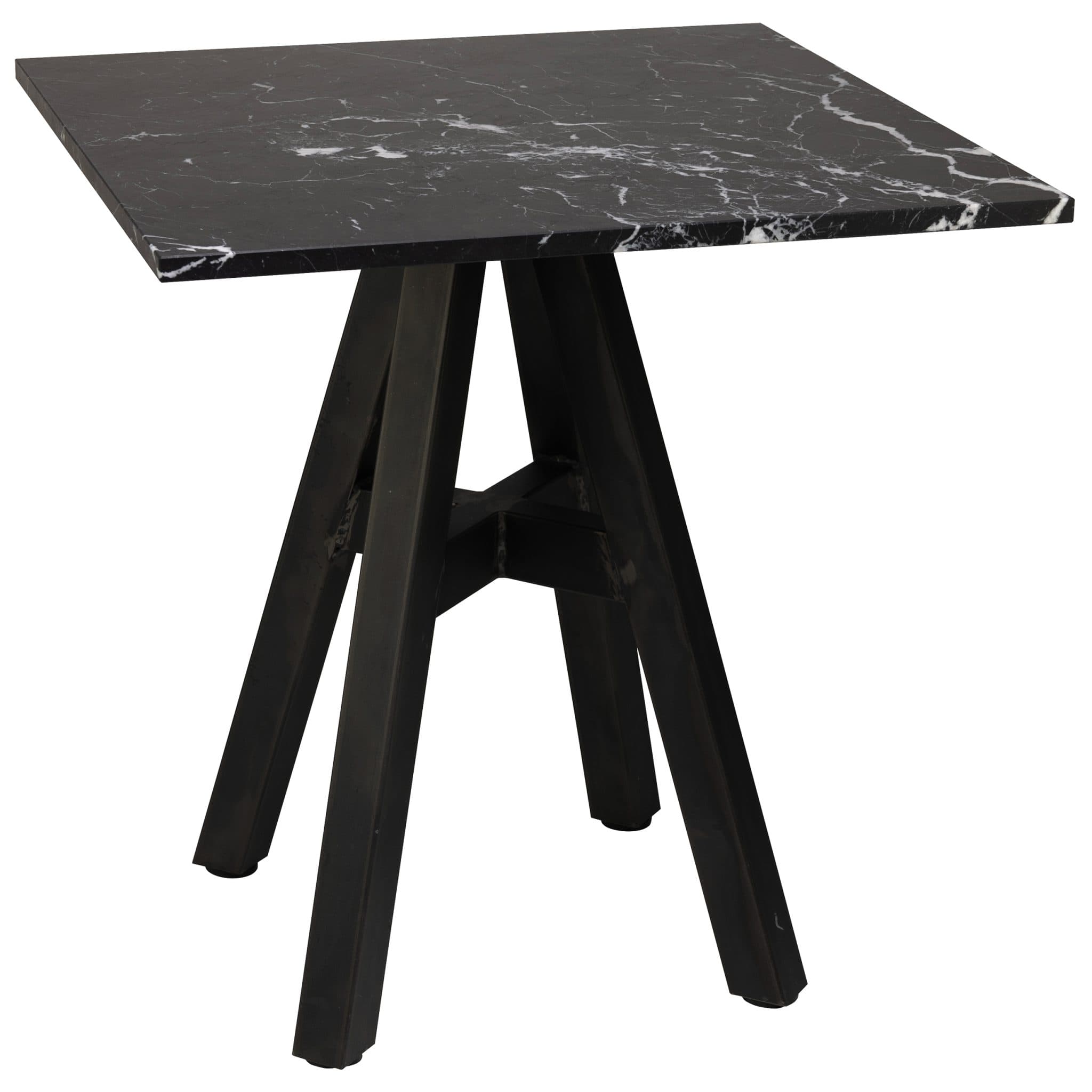 Tischset - Portland Industrial Gestell + Marmor Tischplatte Nero