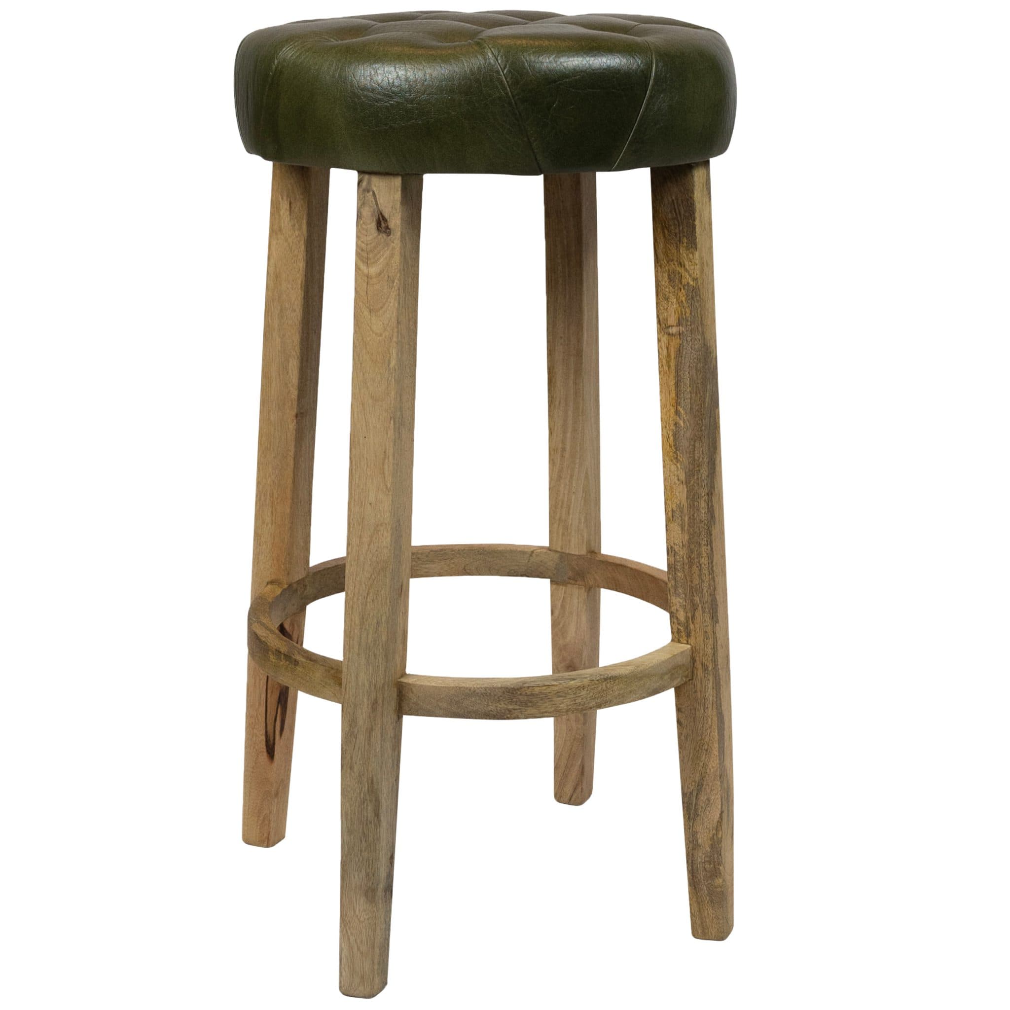 Barstow Hocker - Grün Leder