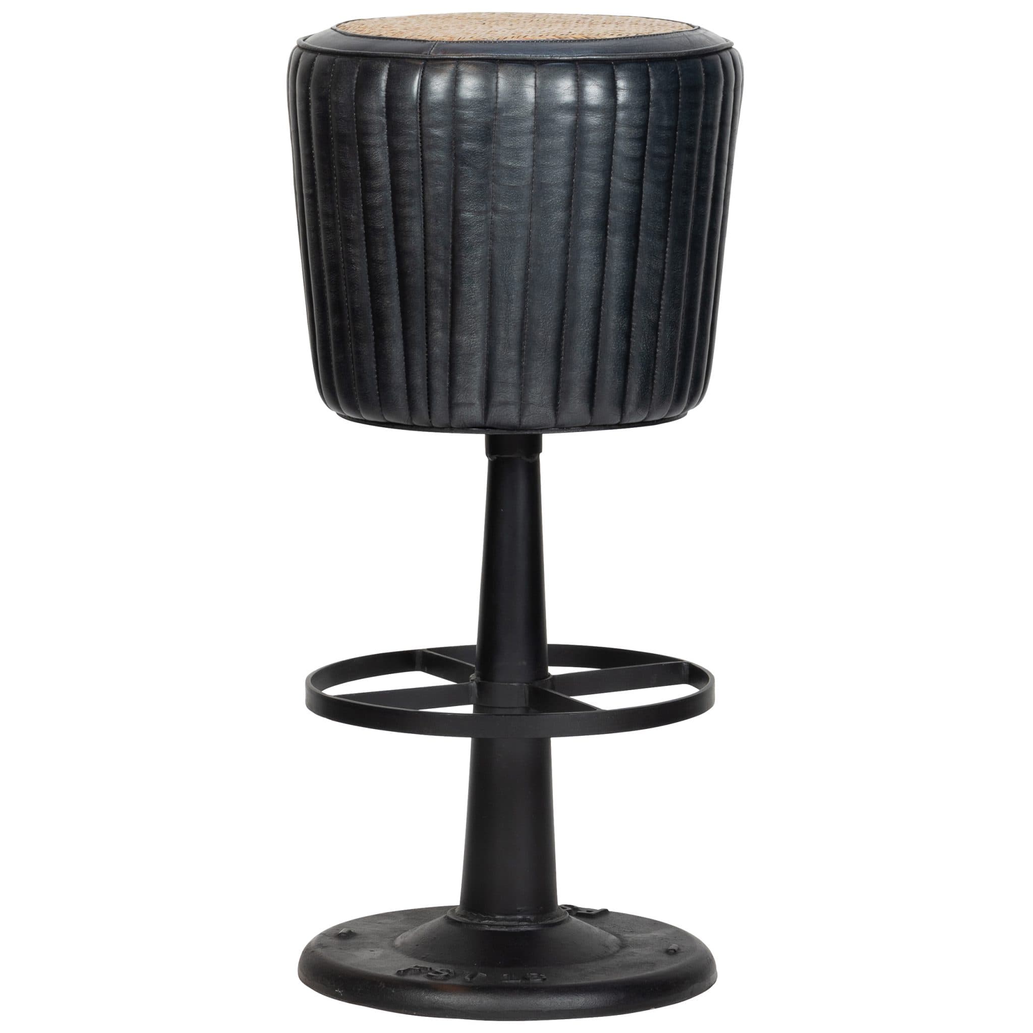 Novan Barhocker - Schwarzes Leder