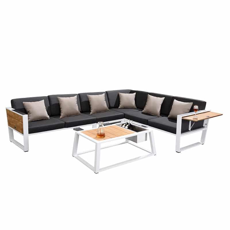 York Ecklounge - Weiß/Schwarz | 5-teilig