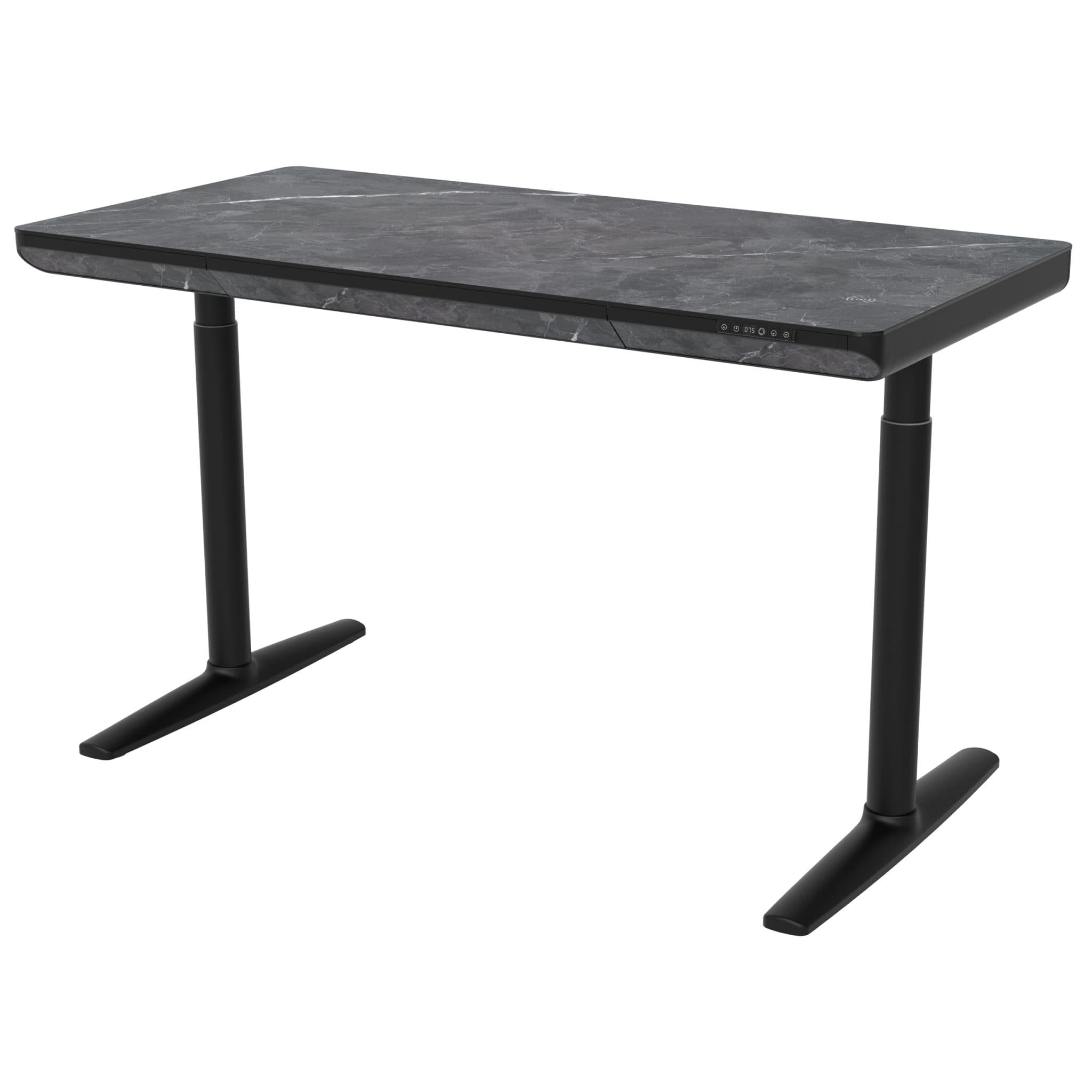 Vero Verstellbarer Schreibtisch - 140x70 cm - Marmor/Schwarz