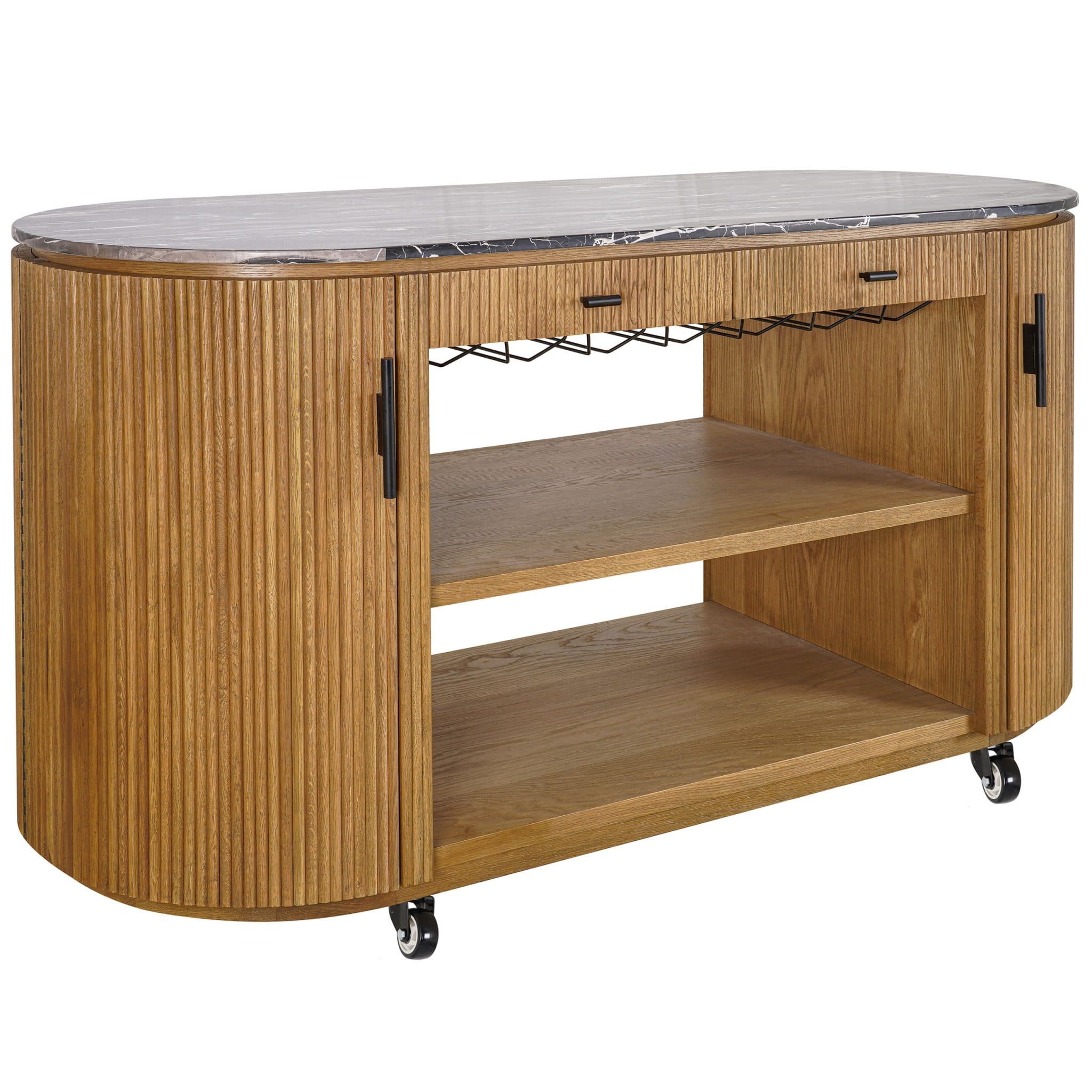 Moretti Buffetschrank - Eiche Natural - Schwarzer Epoxy Marmor