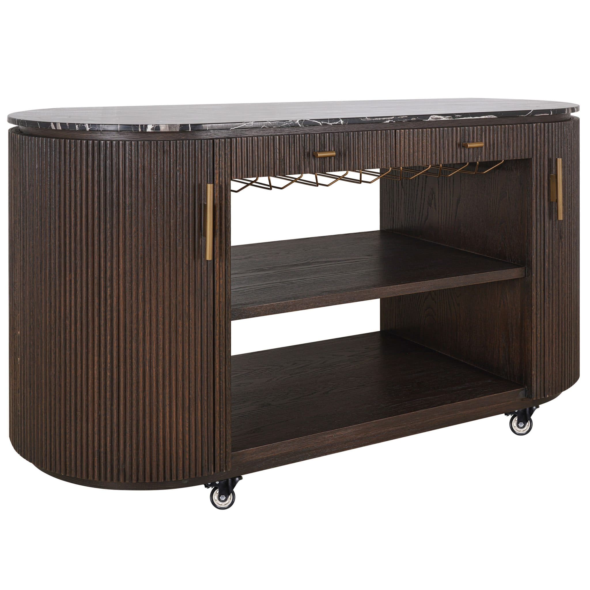 Moretti Buffetschrank - Eiche Braun - Schwarzer Epoxy Marmor