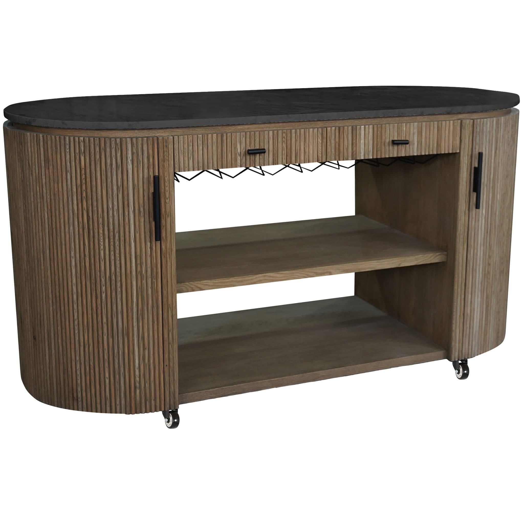 Moretti Buffetschrank - Eiche Natur - Schwarzer Epoxy Marmor