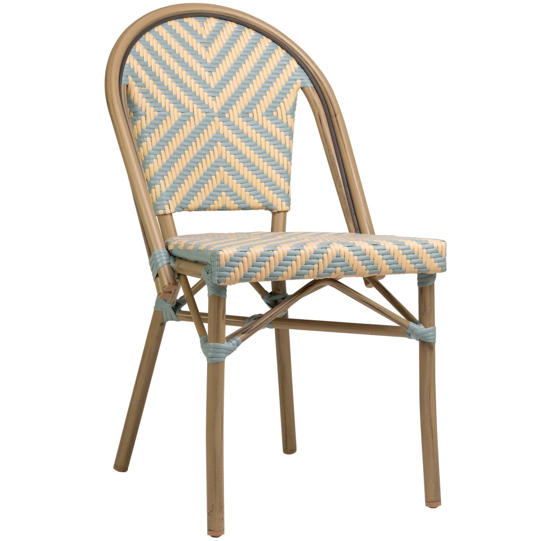 Toby-II Terrassenstuhl - Bambus/Beige-Blau