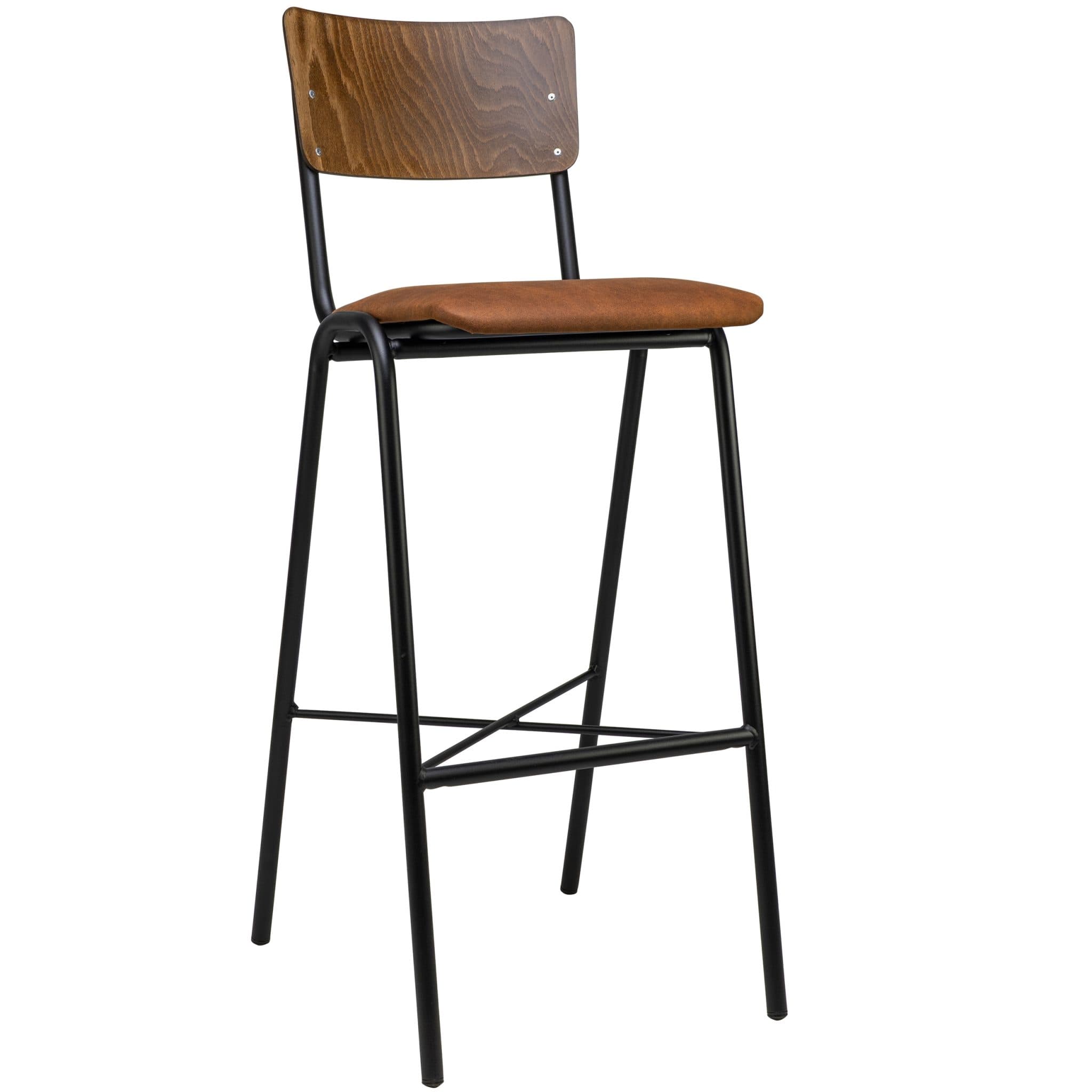 Skool Barhocker - Holz/Cognac