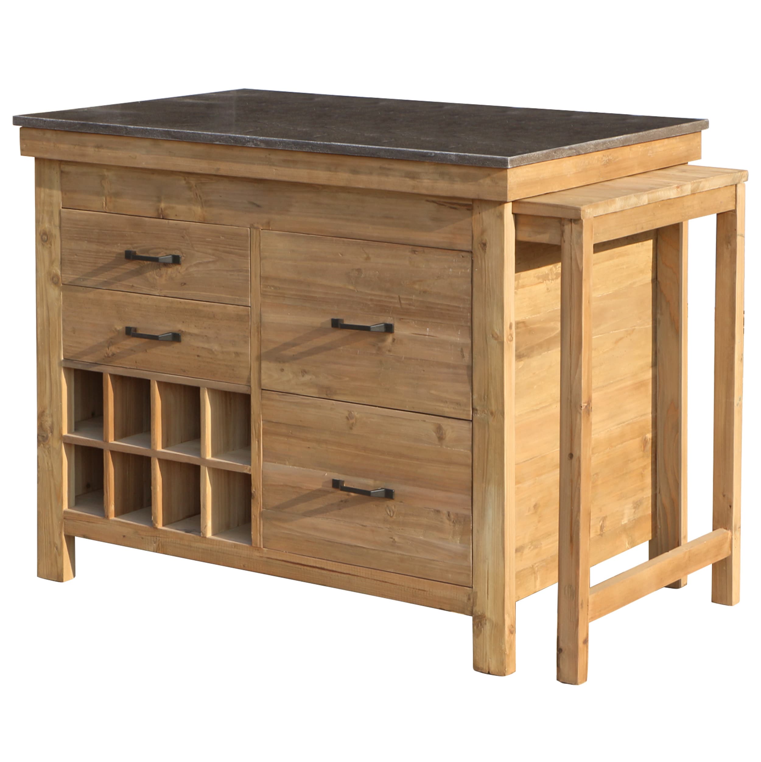 Solla Insel – Ausziehbar – Natural/Naturstein Anthrazit