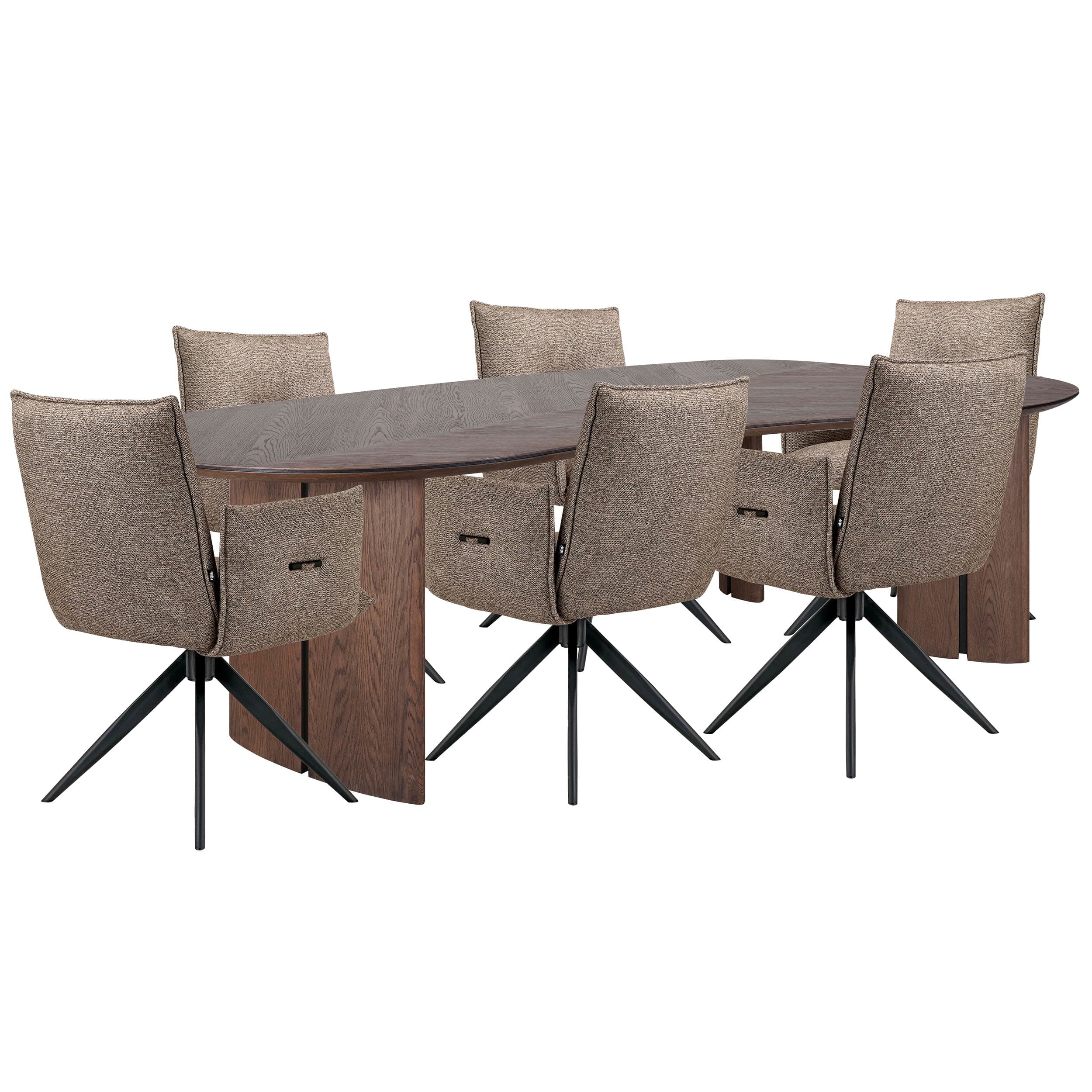 Avenue Esstisch 240cm + Peggy Armstuhl Braun - 6 Stück