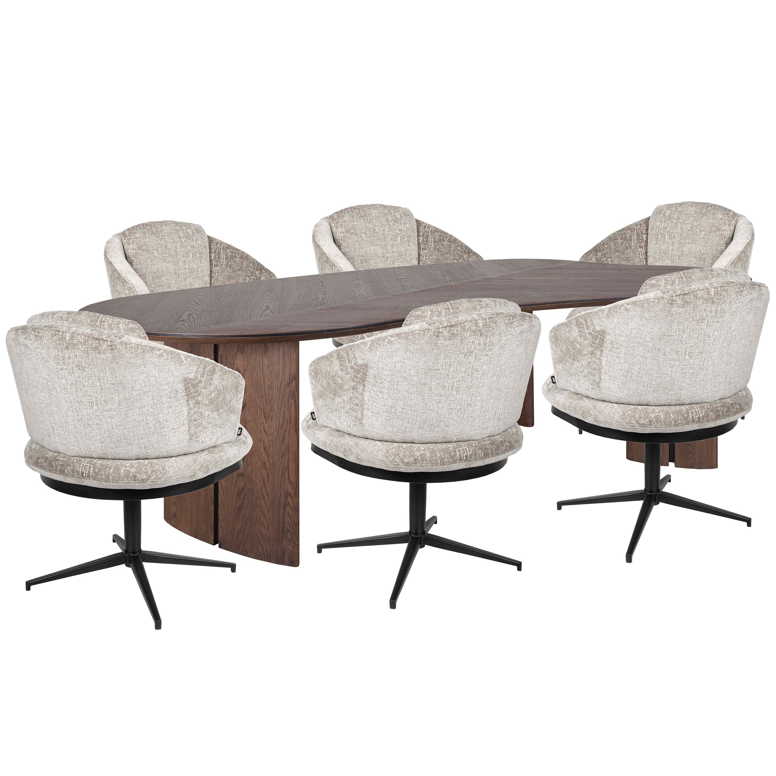 Avenue Esstisch 240cm + Sierra Armstuhl Shitake - 6 Stück