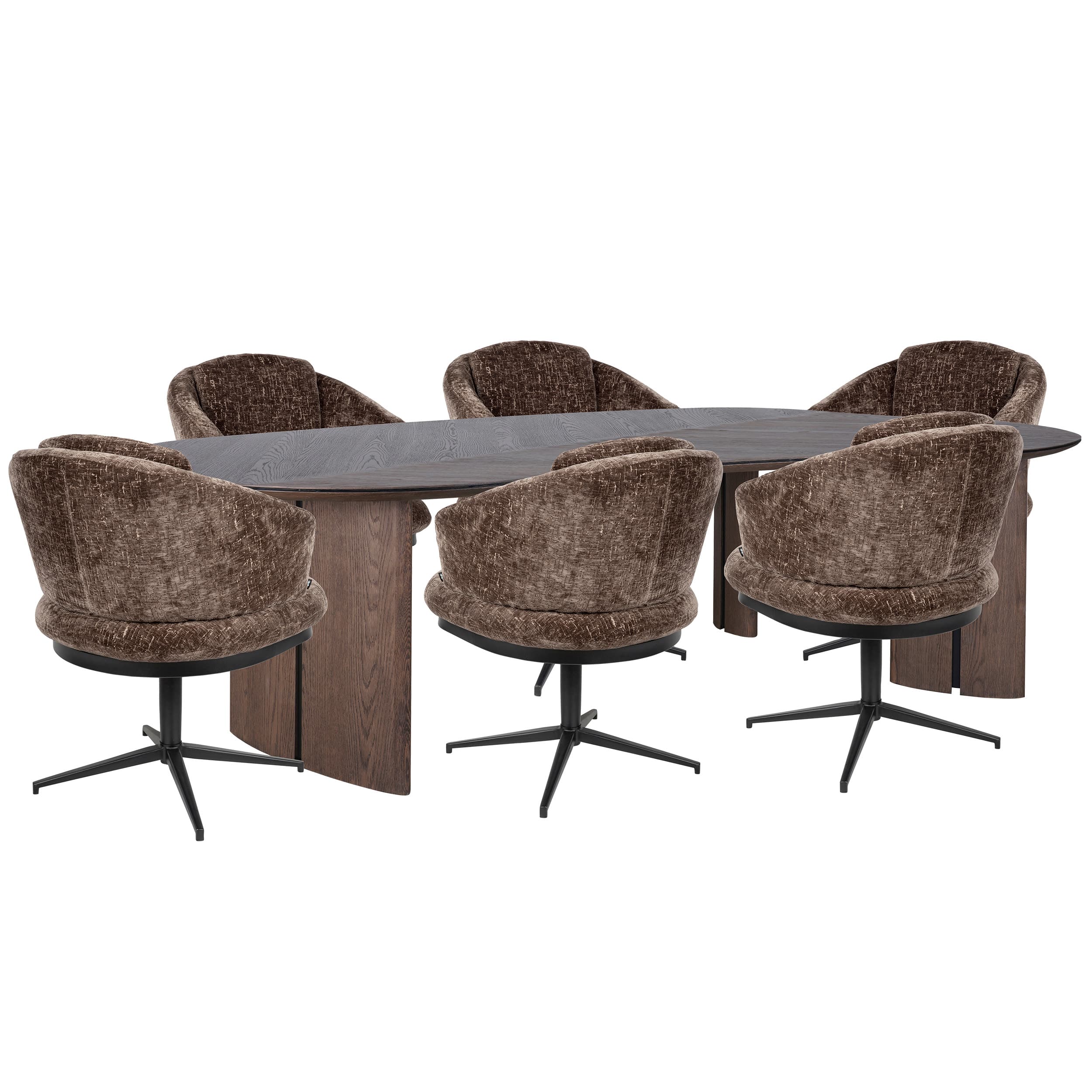 Avenue Esstisch 260cm + Sierra Armstuhl Braun - 6 Stück