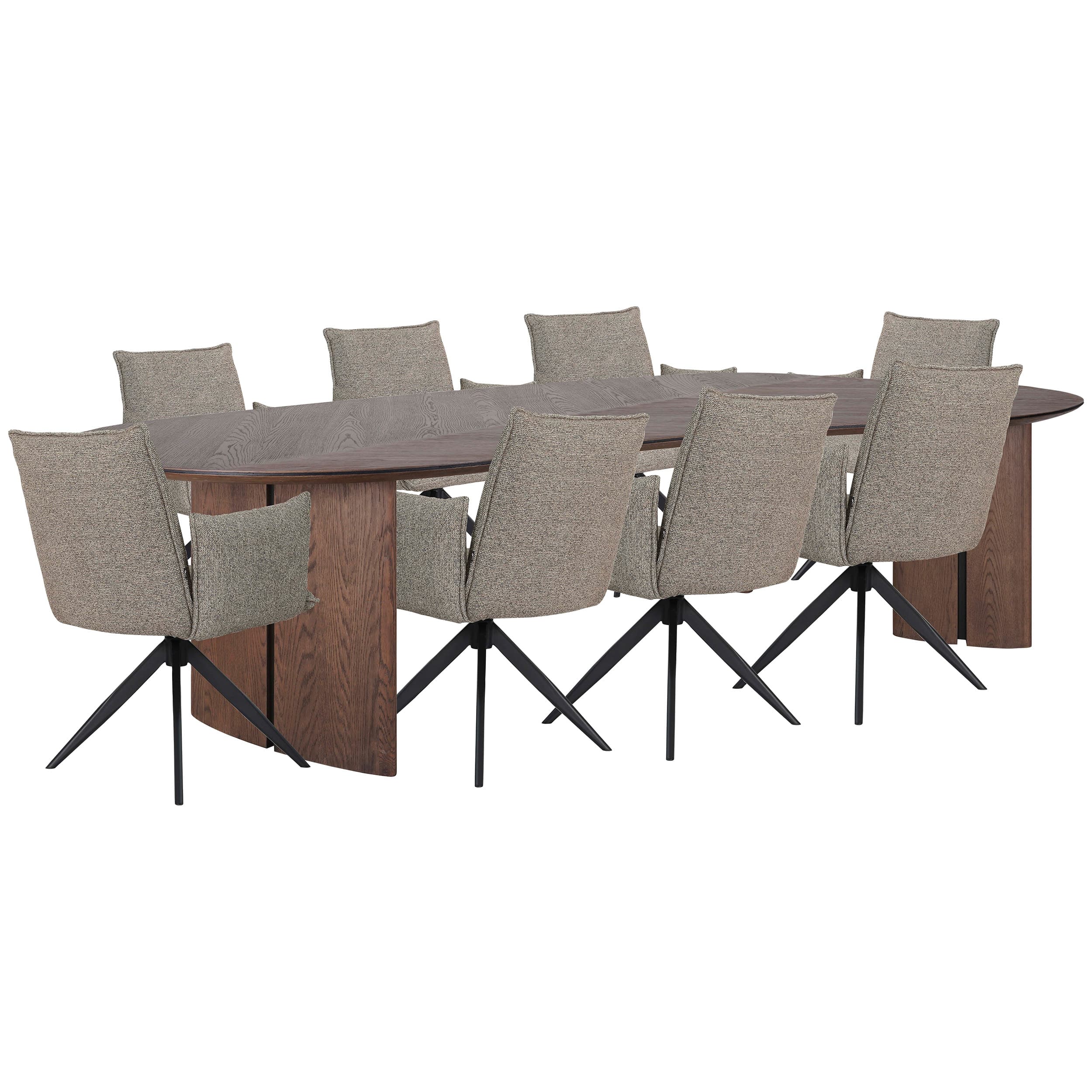 Avenue Esstisch 280cm + Nella Armstuhl Braun - 8 Stück