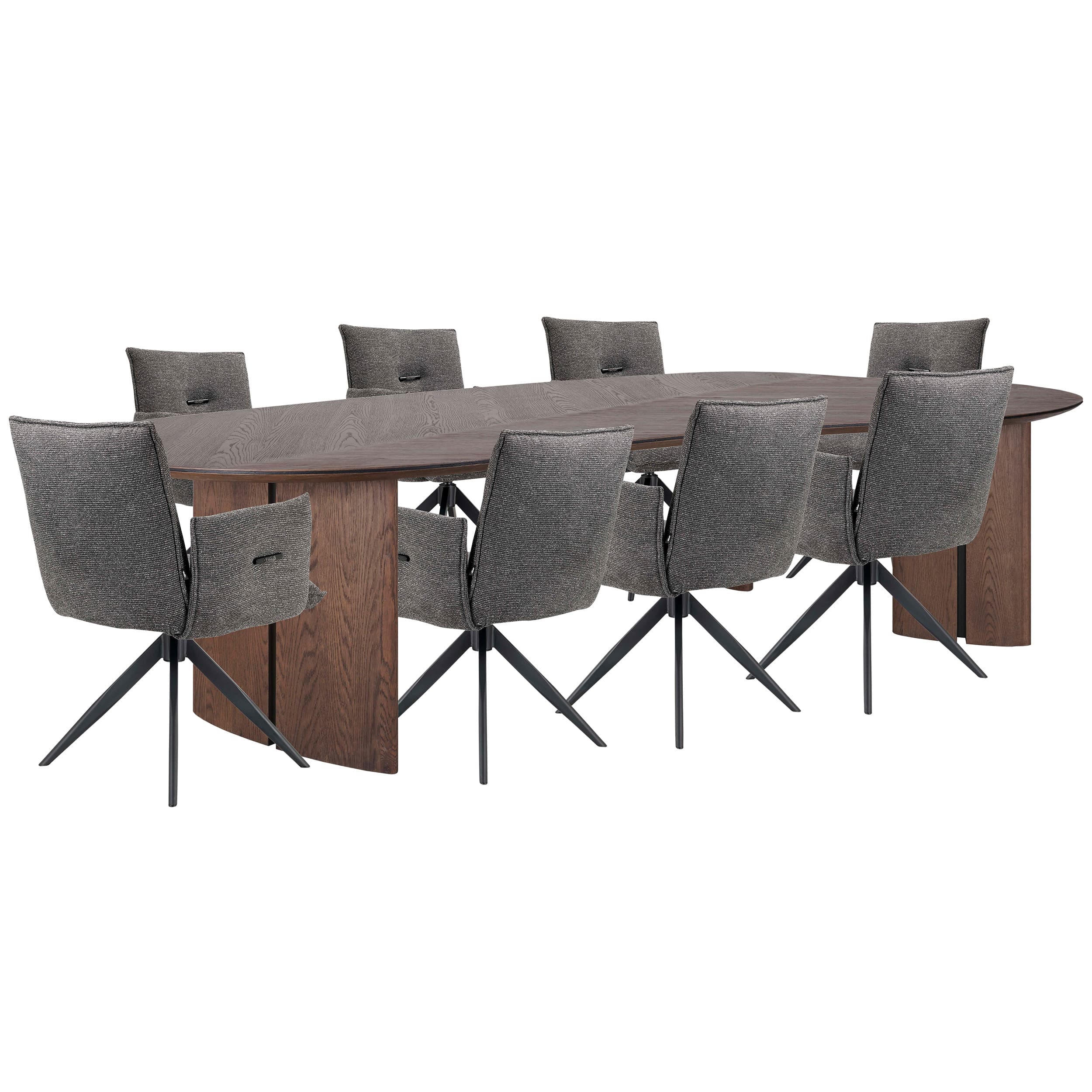 Avenue Esstisch 280cm + Peggy Armstuhl Anthrazit - 8 Stück