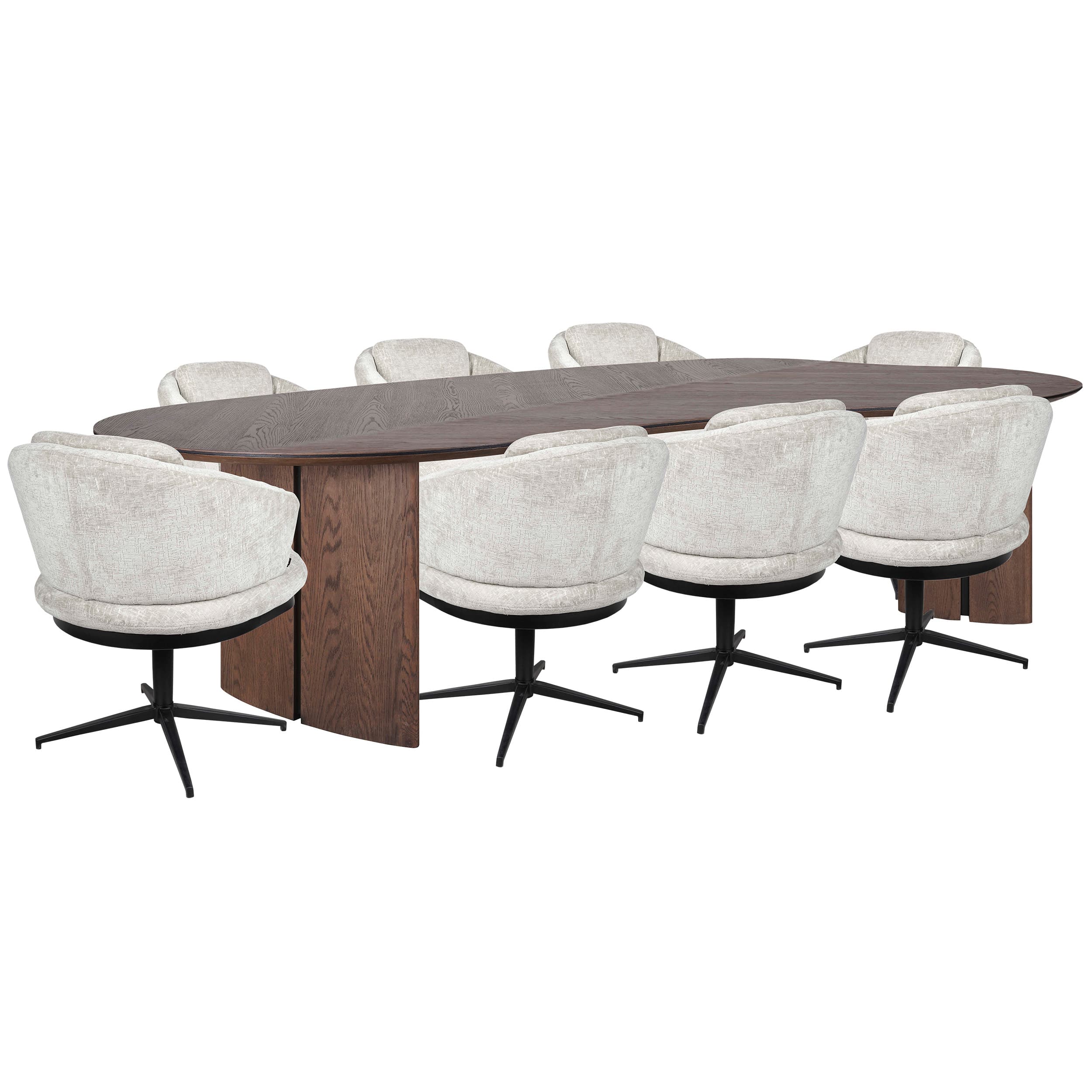 Avenue Esstisch 280cm + Sierra Armstuhl Perle - 8 Stück