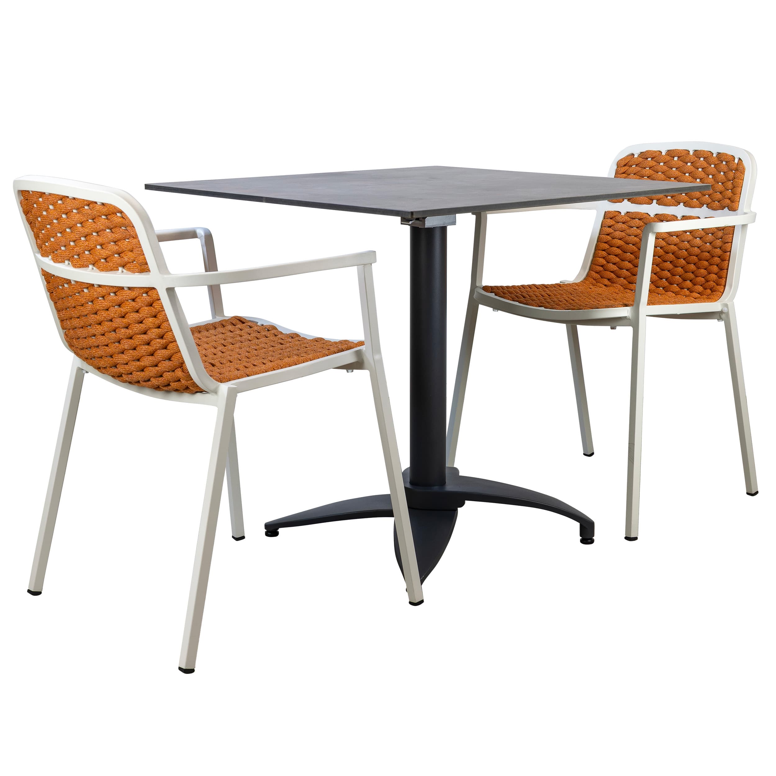 Tora - Terrassenset 3-teilig - Weiß/Ocker - Metallic Oxid