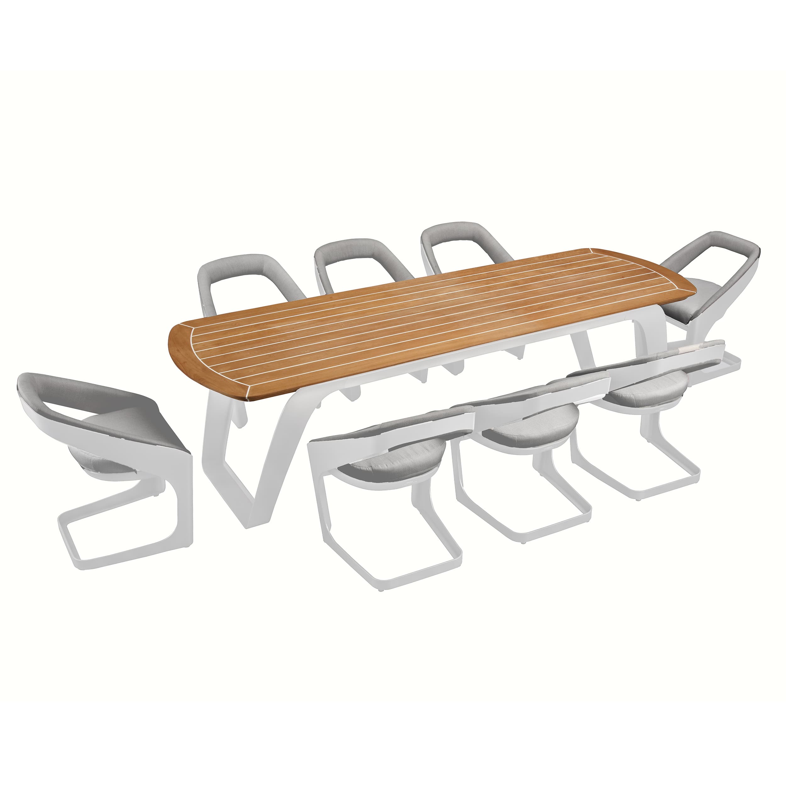 Onda Dining Set - Weiß/Grau | 9-teilig