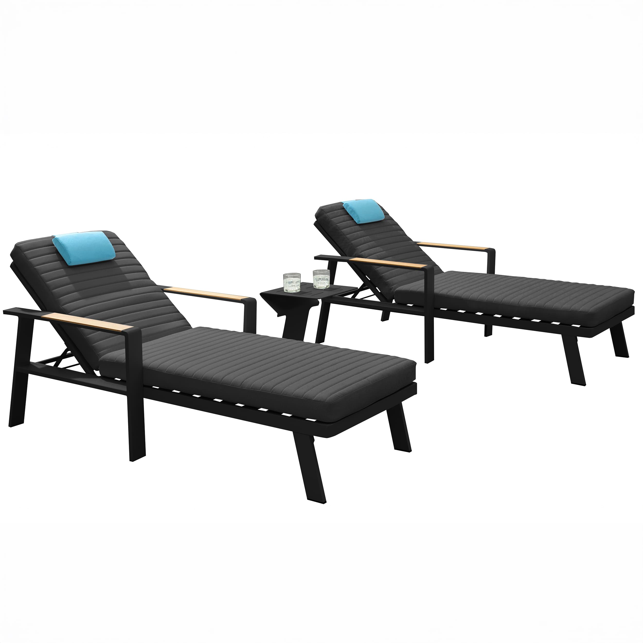 Nofi Sonnenliege-Set - Schwarz | 3-teilig