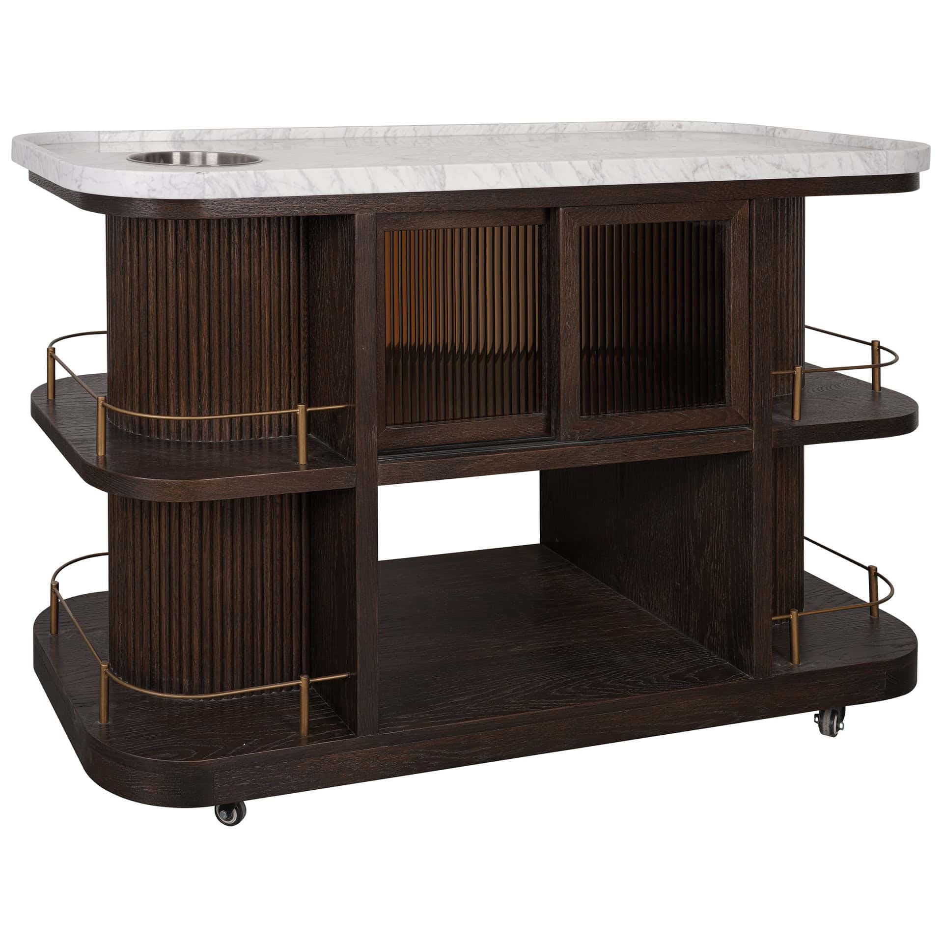 Valentino Trolley – Braune Eiche – Weißer Carrara-Marmor